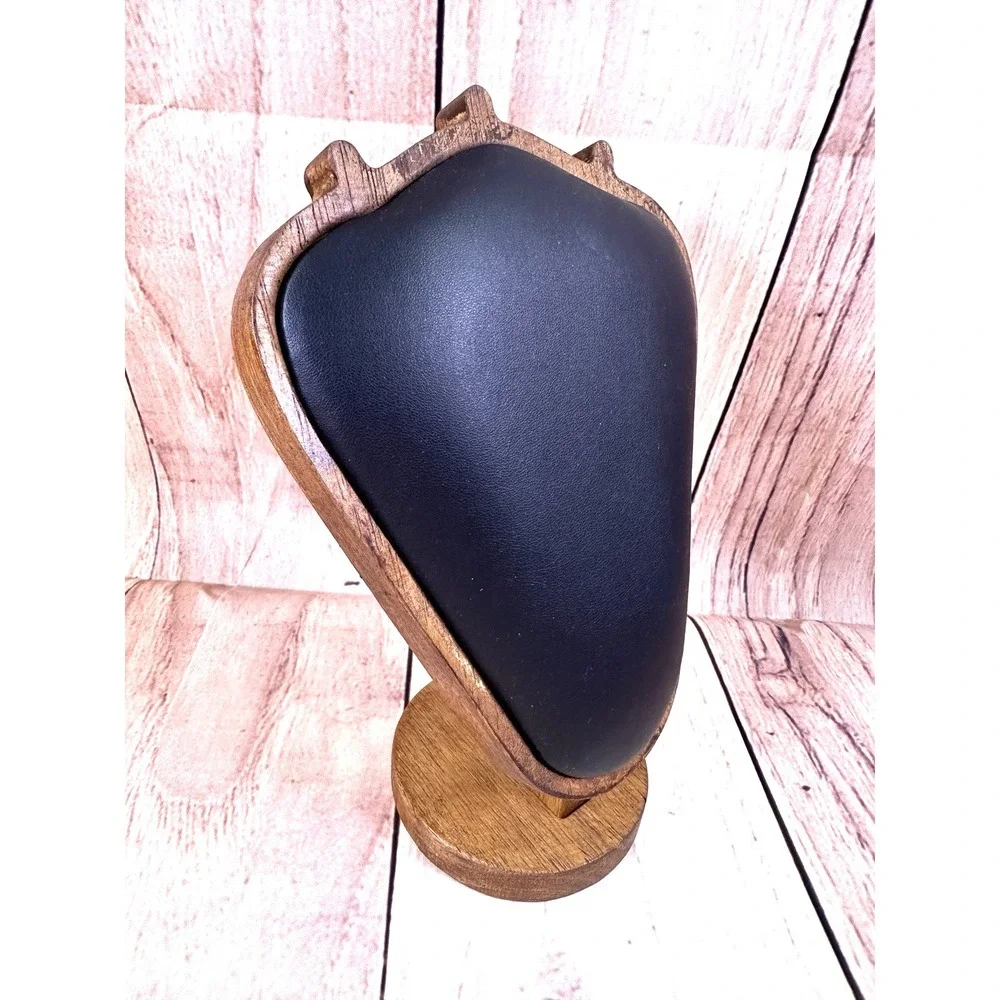 Jewerly Stand Display - Walnut Wood With Leather Mat 9 X 6 Necklace Display NWOT